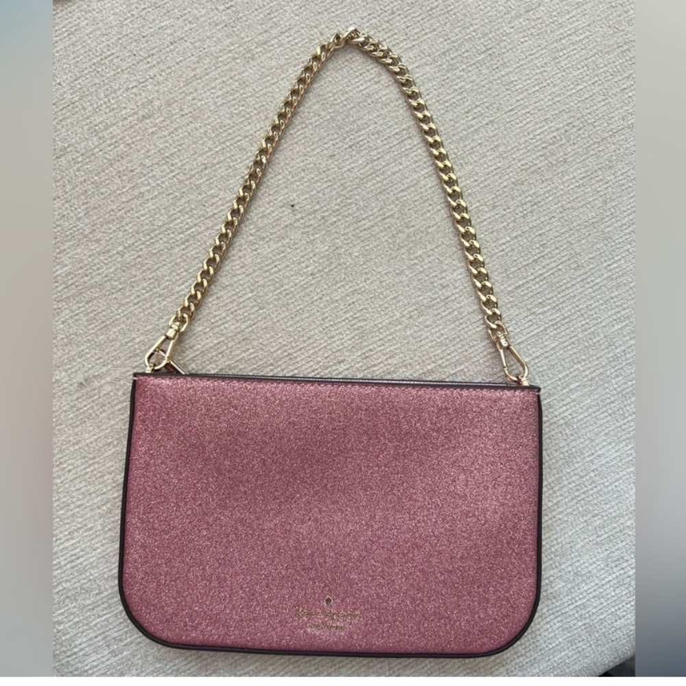 Kate Spade NWOT Glimmer Glitter Pochette in mitten pink and gold hardware - Picture 5 of 9